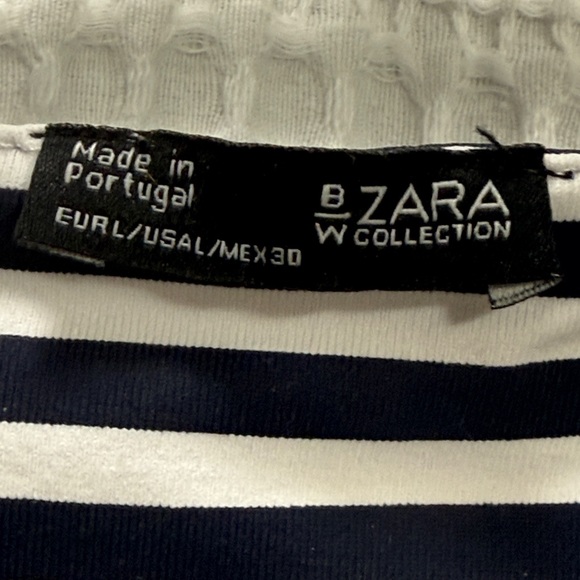 Zara Monochrome Striped Tank Top Navy/white nautical jersey summer Vacay L - Picture 2 of 6
